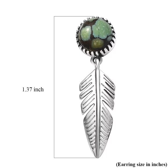 Blue Moon Turquoise Eagle Feather Sterling Silver Earrings NWT - Picture 8 of 8